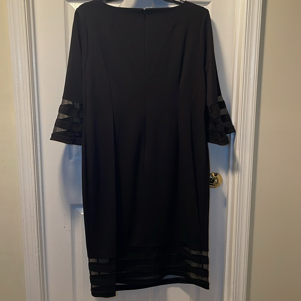 Calvin Klein plus size black 3Q illusion stripe bell sleeves sheath dress 20W - Picture 9 of 9